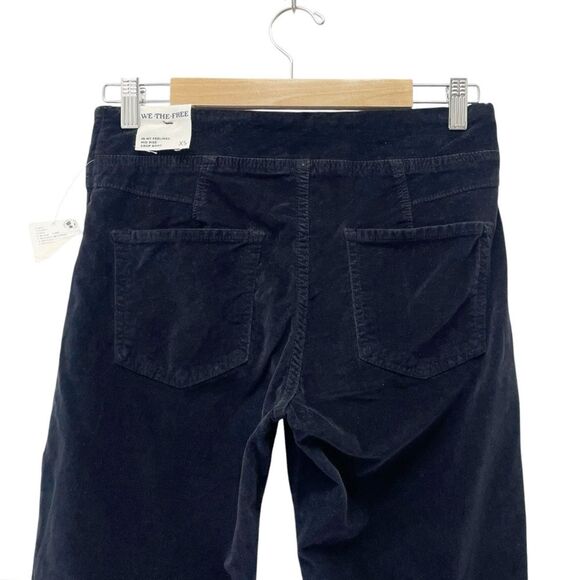 NWT Free People In My Feelings Black Velvet Crop Slim Flare Boho Pants Size XS - Picture 5 of 13